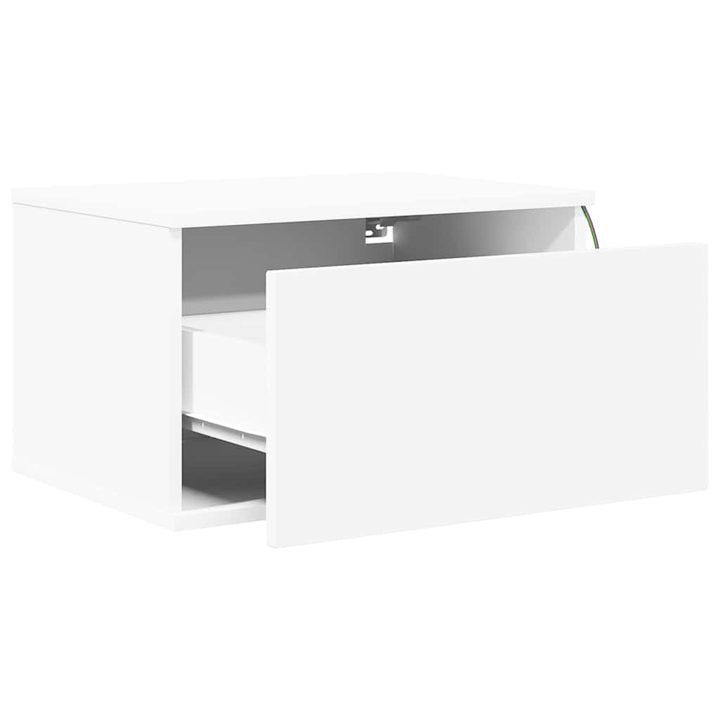 vidaXL Wand-Nachttische mit LED-Leuchten 2 Stk. Weiß