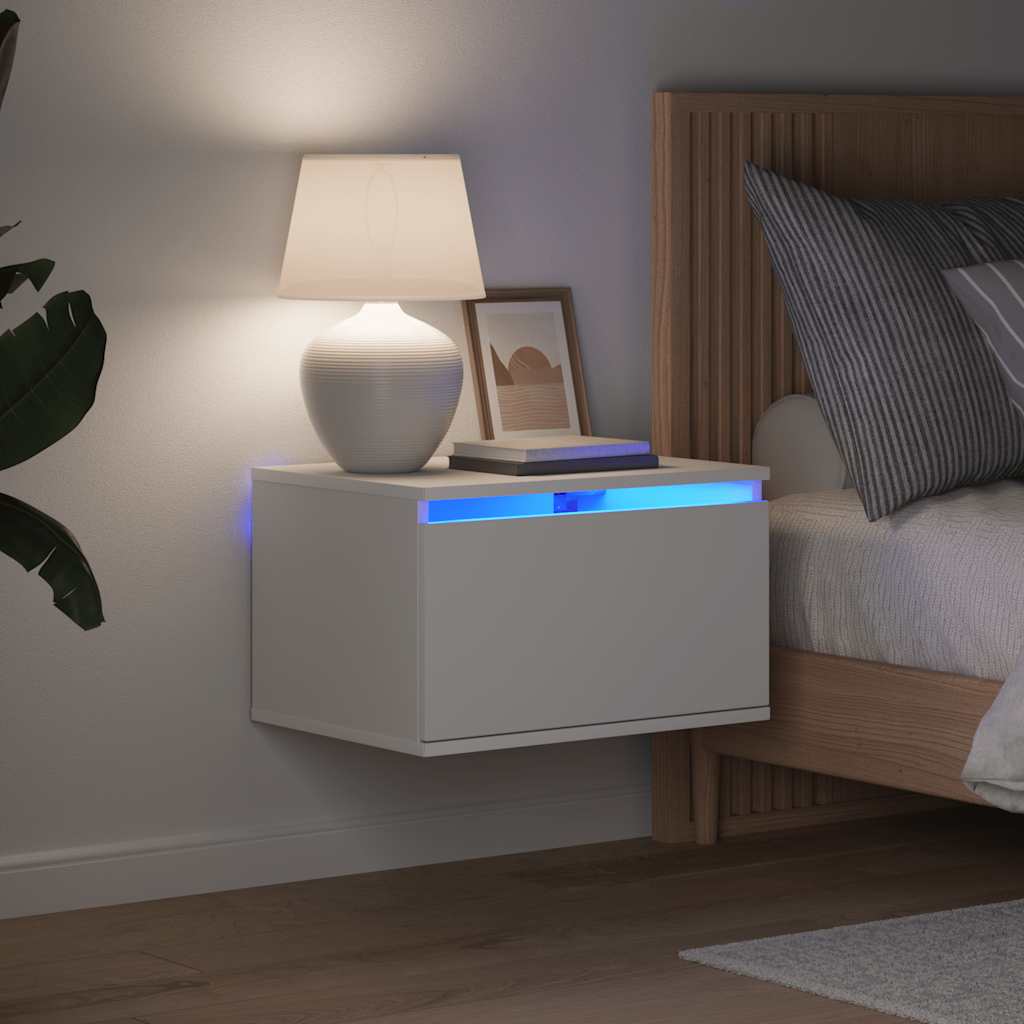 vidaXL Wand-Nachttische mit LED-Leuchten 2 Stk. Weiß