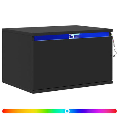 vidaXL Wand-Nachttische mit LED-Leuchten 2 Stk. Schwarz