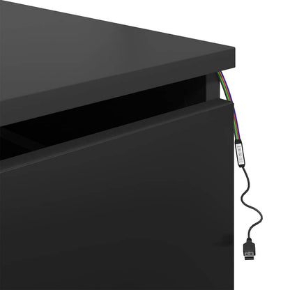 vidaXL Wand-Nachttische mit LED-Leuchten 2 Stk. Schwarz