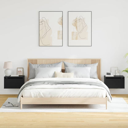 vidaXL Wand-Nachttische mit LED-Leuchten 2 Stk. Schwarz