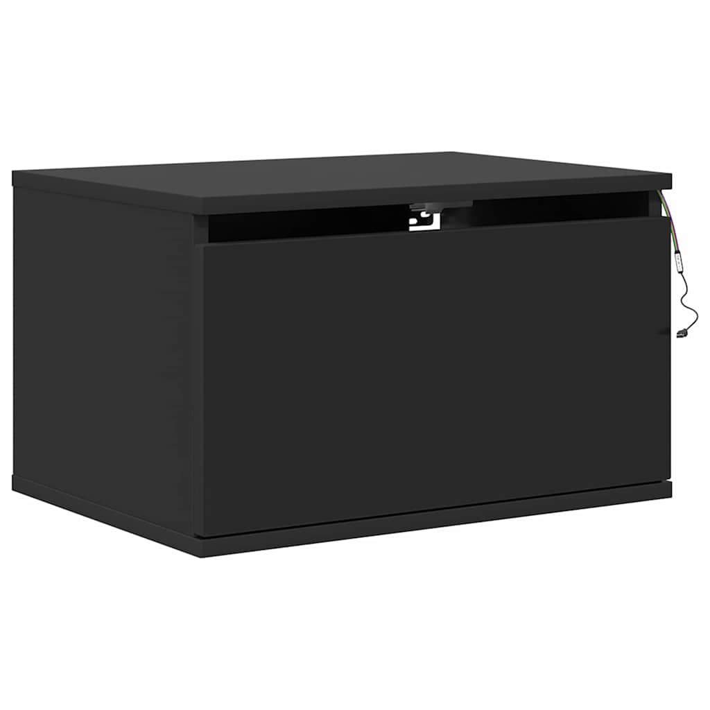 vidaXL Wand-Nachttische mit LED-Leuchten 2 Stk. Schwarz