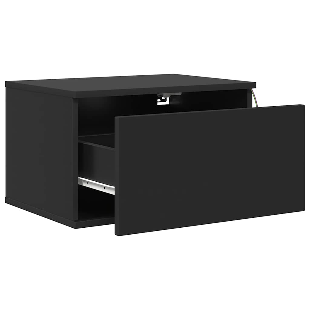 vidaXL Wand-Nachttische mit LED-Leuchten 2 Stk. Schwarz