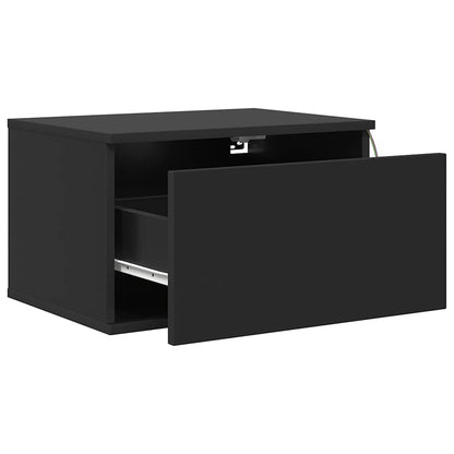 vidaXL Wand-Nachttische mit LED-Leuchten 2 Stk. Schwarz