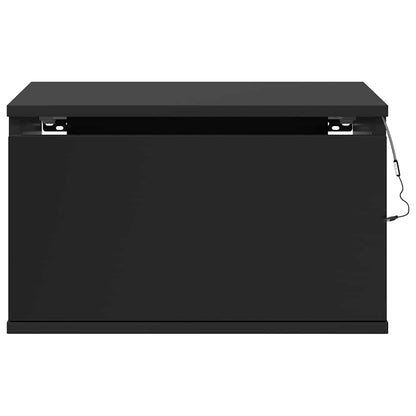 vidaXL Wand-Nachttische mit LED-Leuchten 2 Stk. Schwarz