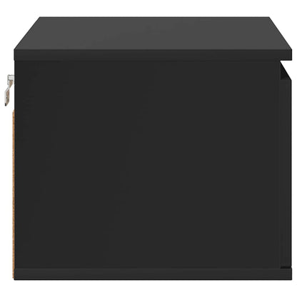 vidaXL Wand-Nachttische mit LED-Leuchten 2 Stk. Schwarz