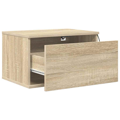 vidaXL Wand-Nachttisch mit LED-Leuchten Sonoma-Eiche