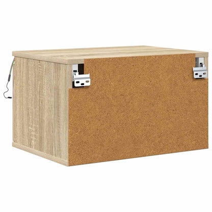 vidaXL Wand-Nachttisch mit LED-Leuchten Sonoma-Eiche