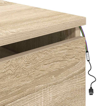 vidaXL Tables de chevet murales avec lumières LED 2 pcs Chêne Sonoma