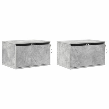 vidaXL Wand-Nachttische mit LED-Leuchten 2 Stk. Betongrau