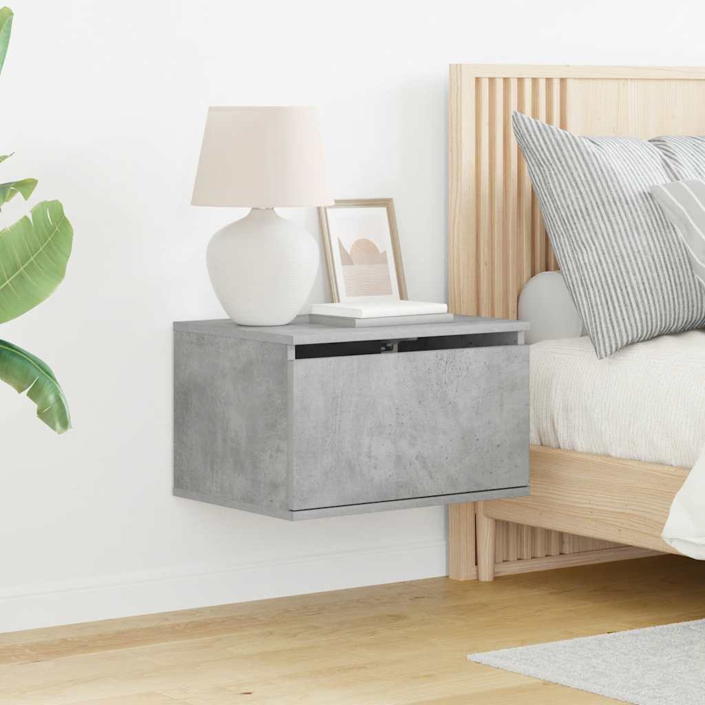 vidaXL Wand-Nachttische mit LED-Leuchten 2 Stk. Betongrau
