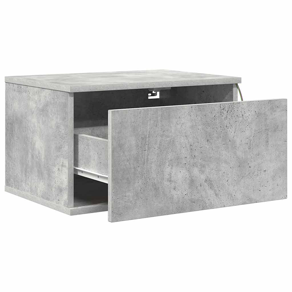 vidaXL Wand-Nachttische mit LED-Leuchten 2 Stk. Betongrau