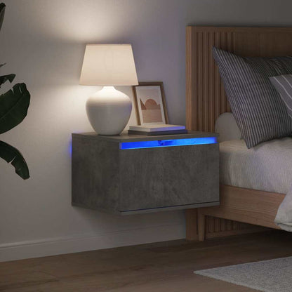 vidaXL Wand-Nachttische mit LED-Leuchten 2 Stk. Betongrau