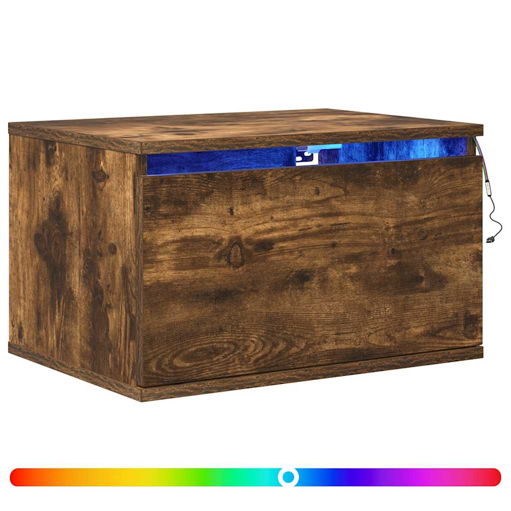 vidaXL Wand-Nachttische mit LED-Leuchten 2 Stk. Räuchereiche