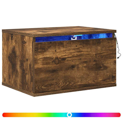 vidaXL Wand-Nachttische mit LED-Leuchten 2 Stk. Räuchereiche