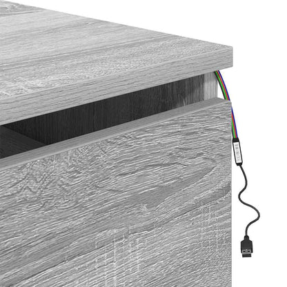 vidaXL Wand-Nachttisch mit LED-Leuchten Grau Sonoma