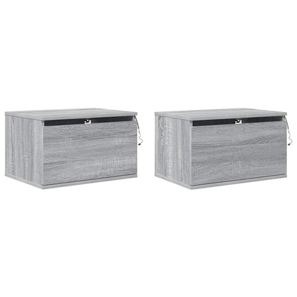 vidaXL Wand-Nachttische mit LED-Leuchten 2 Stk. Grau Sonoma