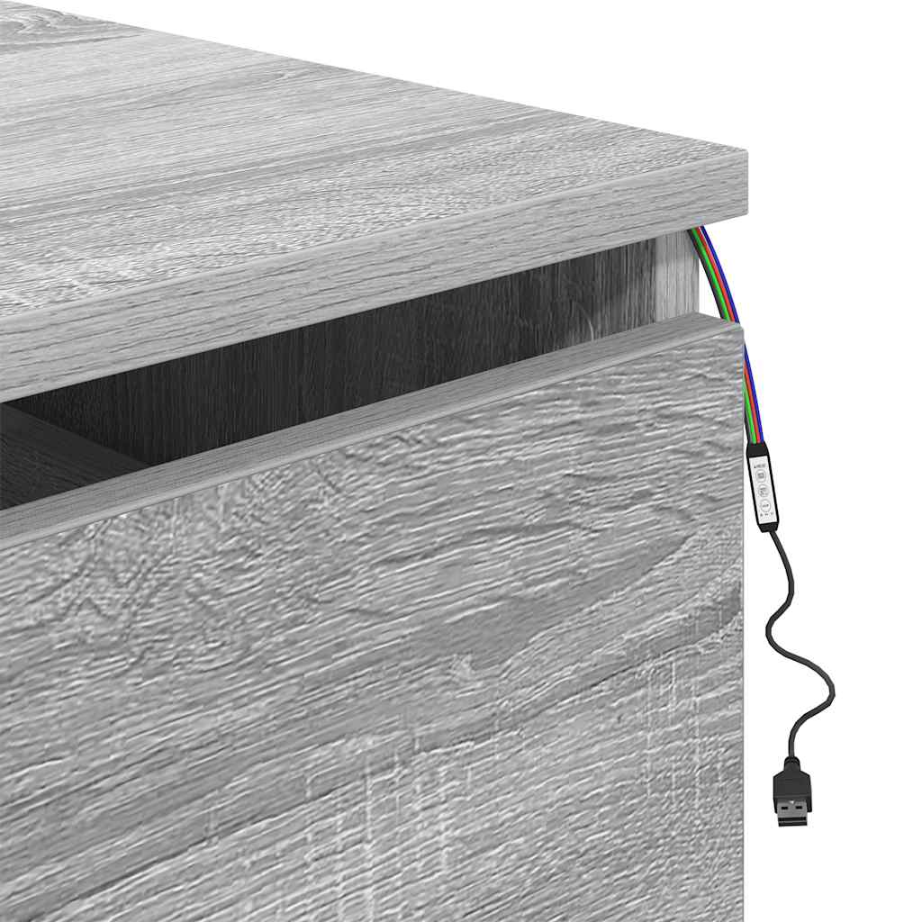 vidaXL Wand-Nachttische mit LED-Leuchten 2 Stk. Grau Sonoma