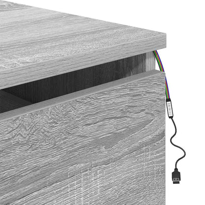 vidaXL Wand-Nachttische mit LED-Leuchten 2 Stk. Grau Sonoma