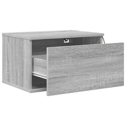 vidaXL Wand-Nachttische mit LED-Leuchten 2 Stk. Grau Sonoma