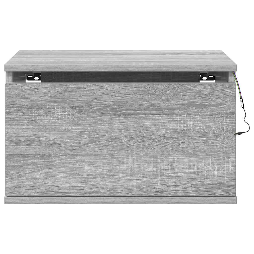 vidaXL Wand-Nachttische mit LED-Leuchten 2 Stk. Grau Sonoma