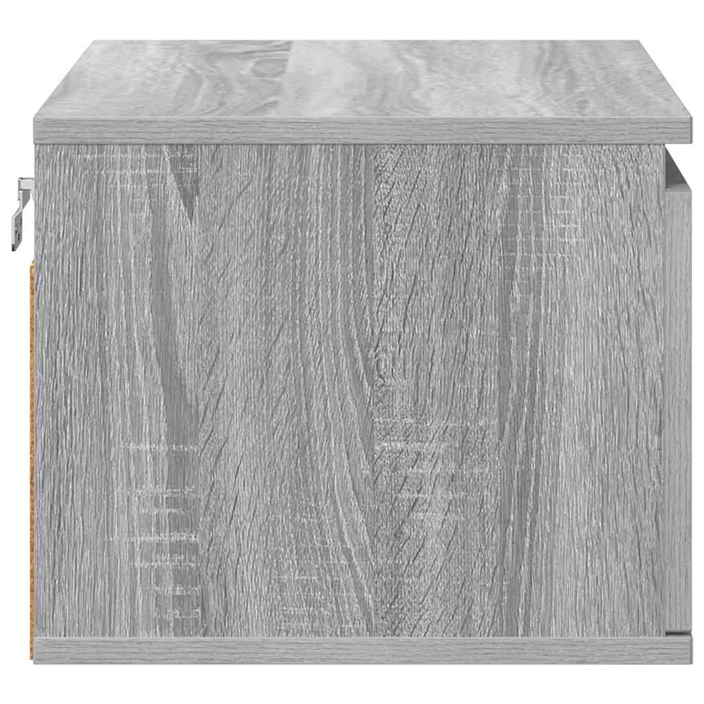 vidaXL Wand-Nachttische mit LED-Leuchten 2 Stk. Grau Sonoma