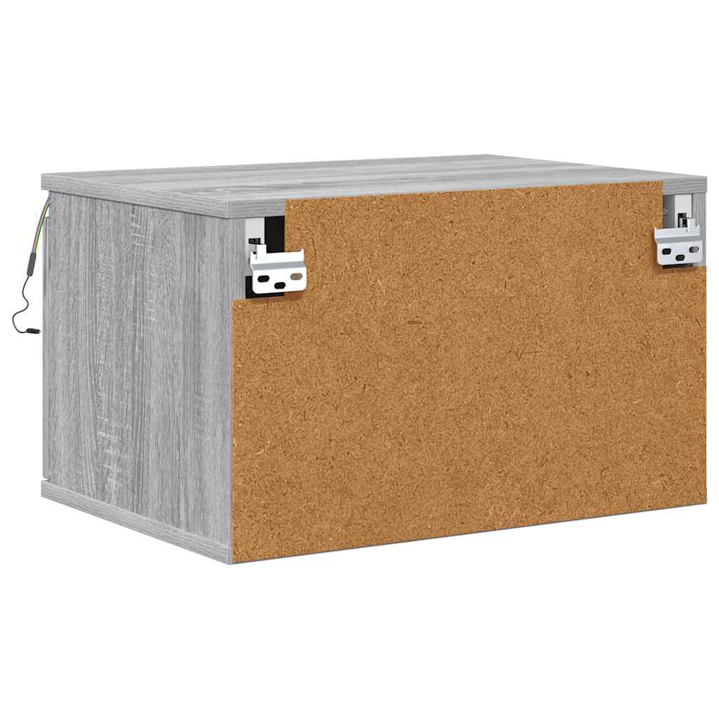 vidaXL Wand-Nachttische mit LED-Leuchten 2 Stk. Grau Sonoma