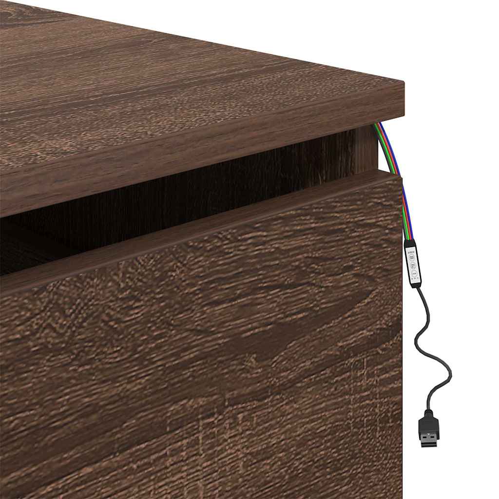 vidaXL Wand-Nachttische mit LED-Leuchten 2 Stk. Braun Eichen-Optik