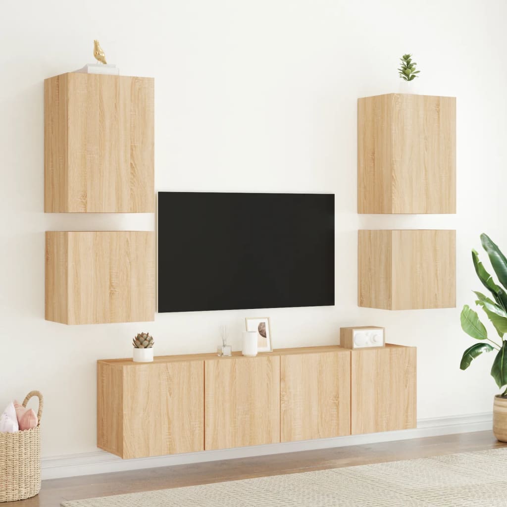 vidaXL TV-Wandschränke 2 Stk. Sonoma-Eiche 40,5x30x40 cm Holzwerkstoff