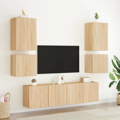vidaXL TV-Wandschränke 2 Stk. Sonoma-Eiche 40,5x30x40 cm Holzwerkstoff
