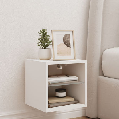 vidaXL TV-Wandschrank mit LED-Leuchten Weiß 30x28,5x30 cm