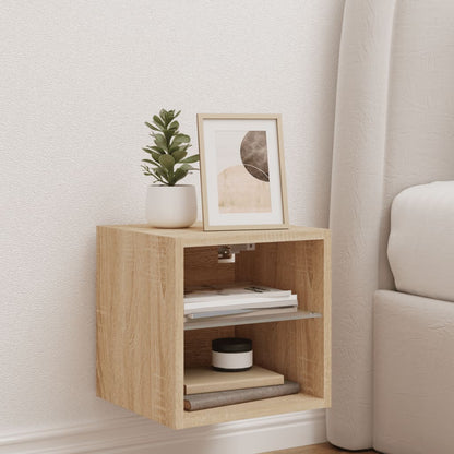 vidaXL TV-Wandschrank mit LED-Leuchten Sonoma-Eiche 30x28,5x30 cm