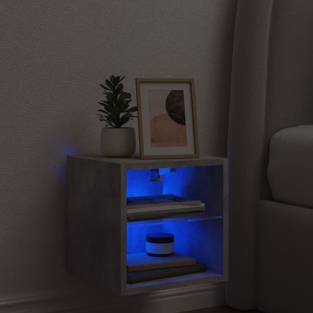 vidaXL TV-Wandschrank mit LED-Leuchten Betongrau 30x28,5x30 cm