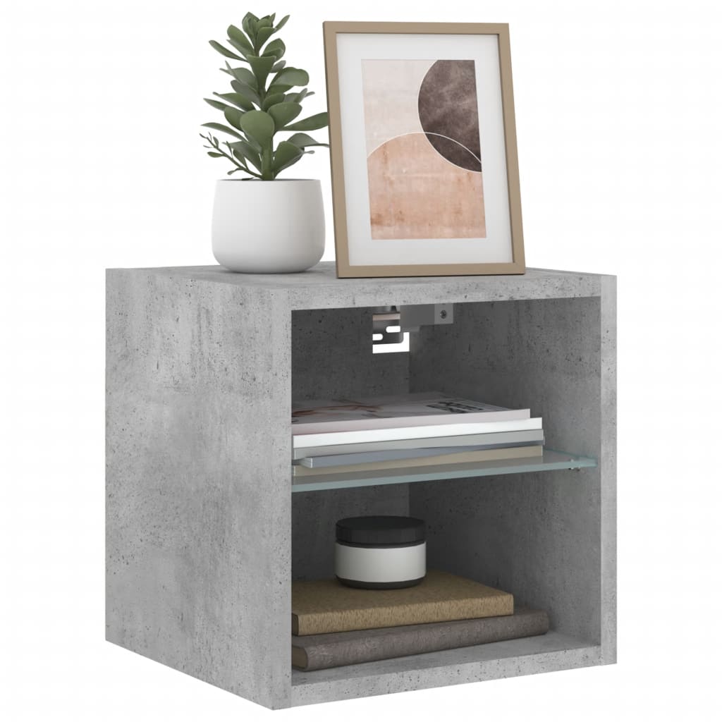vidaXL TV-Wandschrank mit LED-Leuchten Betongrau 30x28,5x30 cm
