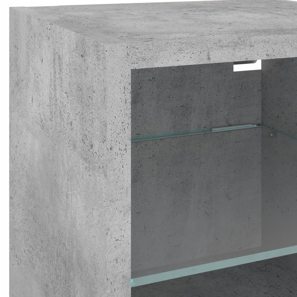 vidaXL TV-Wandschrank mit LED-Leuchten Betongrau 30x28,5x30 cm