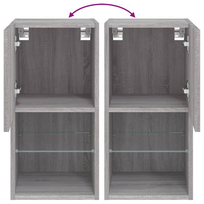 vidaXL TV-Schrank mit LED-Leuchten Grau Sonoma 30,5x30x60 cm