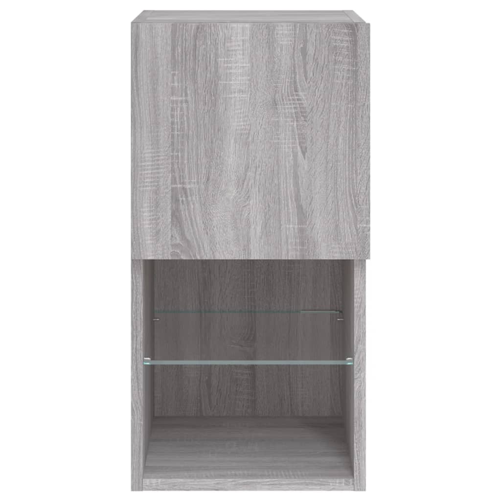 vidaXL TV-Schrank mit LED-Leuchten Grau Sonoma 30,5x30x60 cm