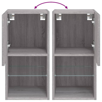 vidaXL TV-Schränke mit LED-Leuchten 2 Stk. Grau Sonoma 30,5x30x60 cm