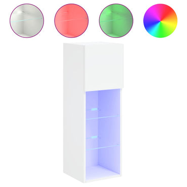 vidaXL TV-Schrank mit LED-Leuchten Weiß 30,5x30x90 cm