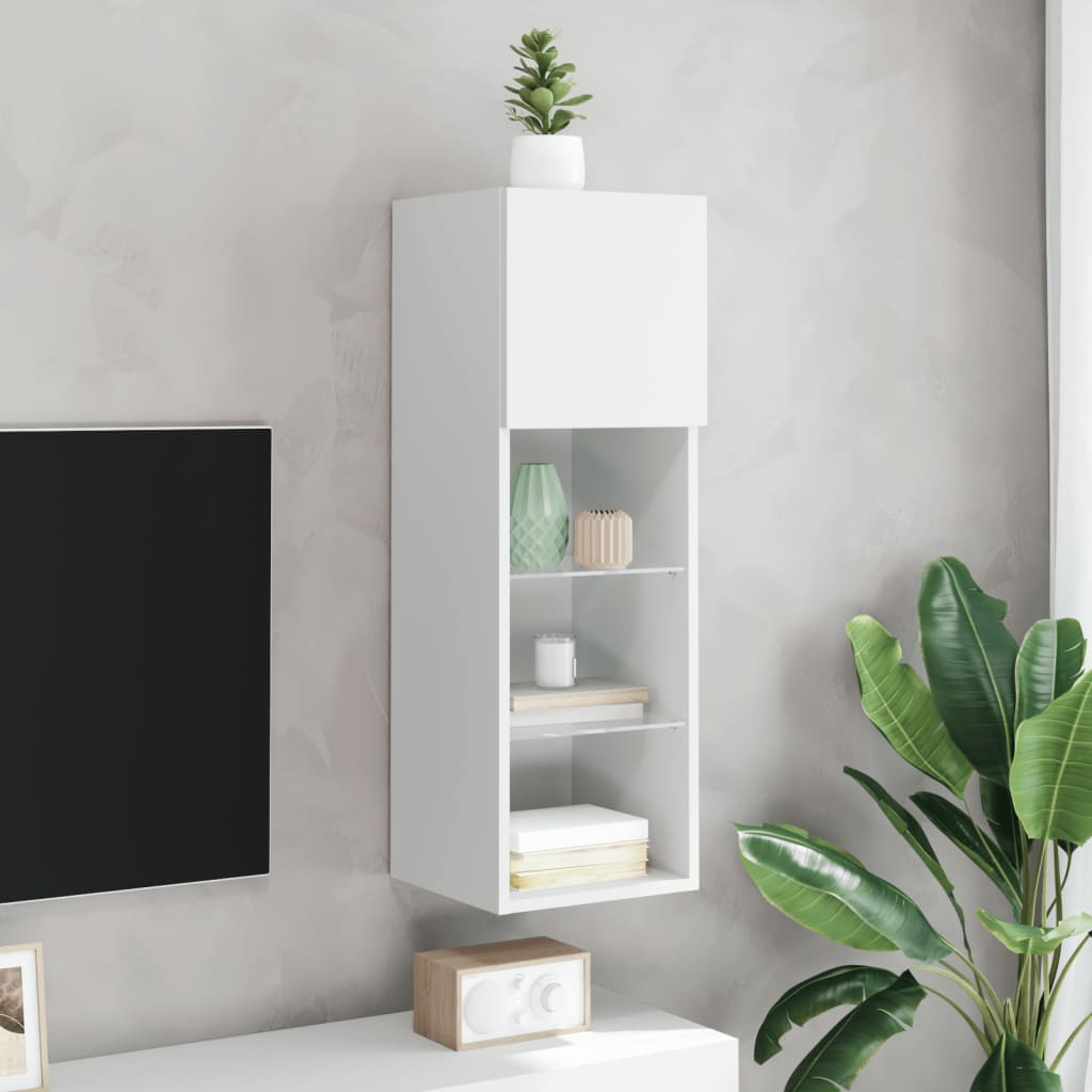 vidaXL TV-Schrank mit LED-Leuchten Weiß 30,5x30x90 cm