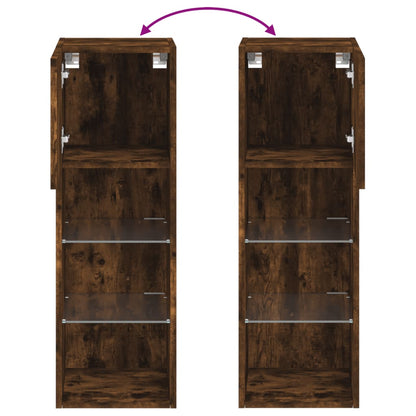 vidaXL TV-Schrank mit LED-Leuchten Räuchereiche 30,5x30x90 cm