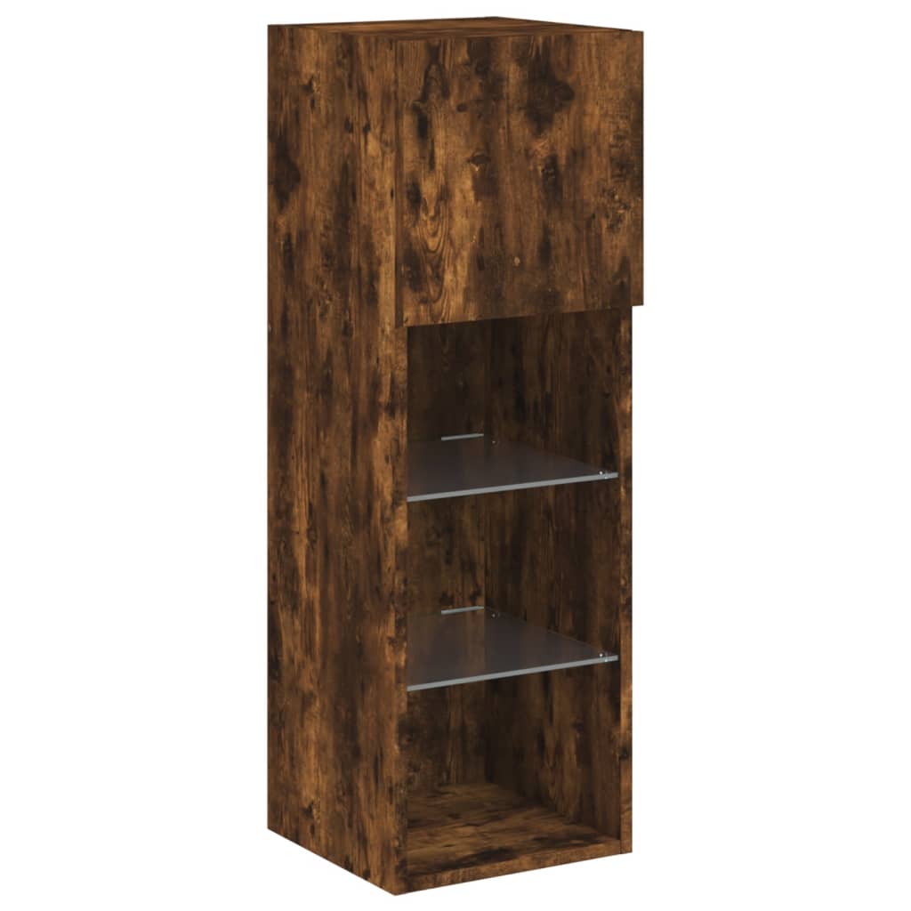vidaXL TV-Schrank mit LED-Leuchten Räuchereiche 30,5x30x90 cm