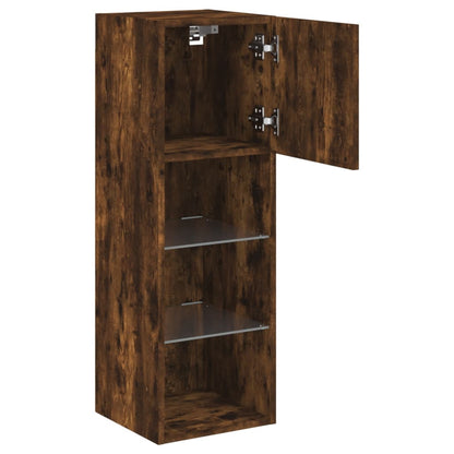 vidaXL TV-Schrank mit LED-Leuchten Räuchereiche 30,5x30x90 cm