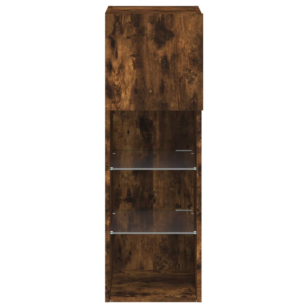 vidaXL TV-Schrank mit LED-Leuchten Räuchereiche 30,5x30x90 cm