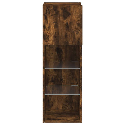 vidaXL TV-Schrank mit LED-Leuchten Räuchereiche 30,5x30x90 cm