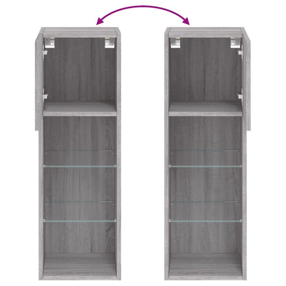 vidaXL TV-Schrank mit LED-Leuchten Grau Sonoma 30,5x30x90 cm