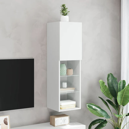 vidaXL TV-Schrank mit LED-Leuchten Weiß 30,5x30x102 cm