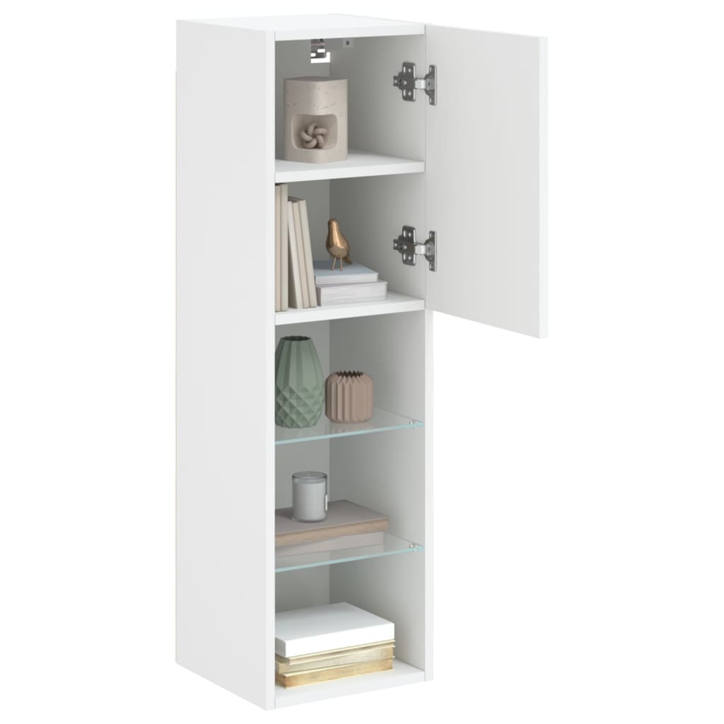 vidaXL TV-Schrank mit LED-Leuchten Weiß 30,5x30x102 cm