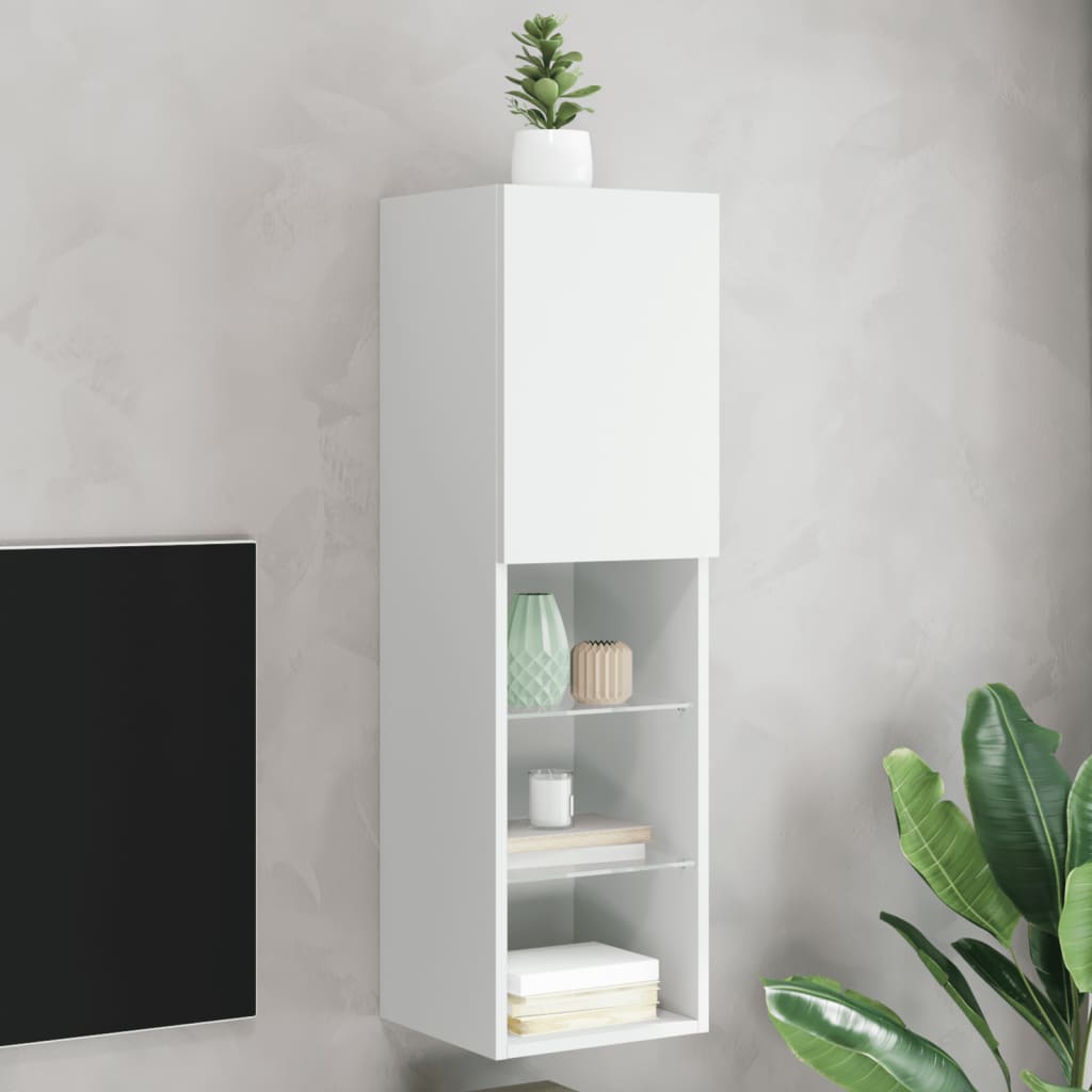 vidaXL TV-Schrank mit LED-Leuchten Weiß 30,5x30x102 cm