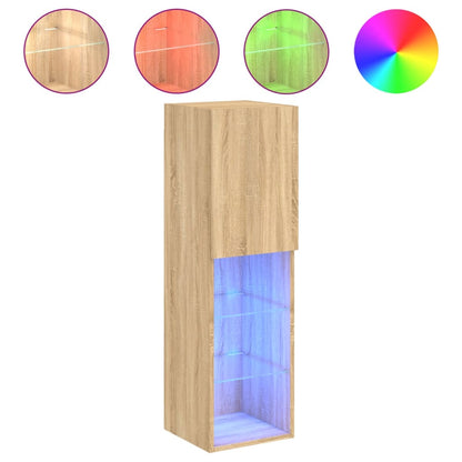 vidaXL TV-Schrank mit LED-Leuchten Sonoma-Eiche 30,5x30x102 cm